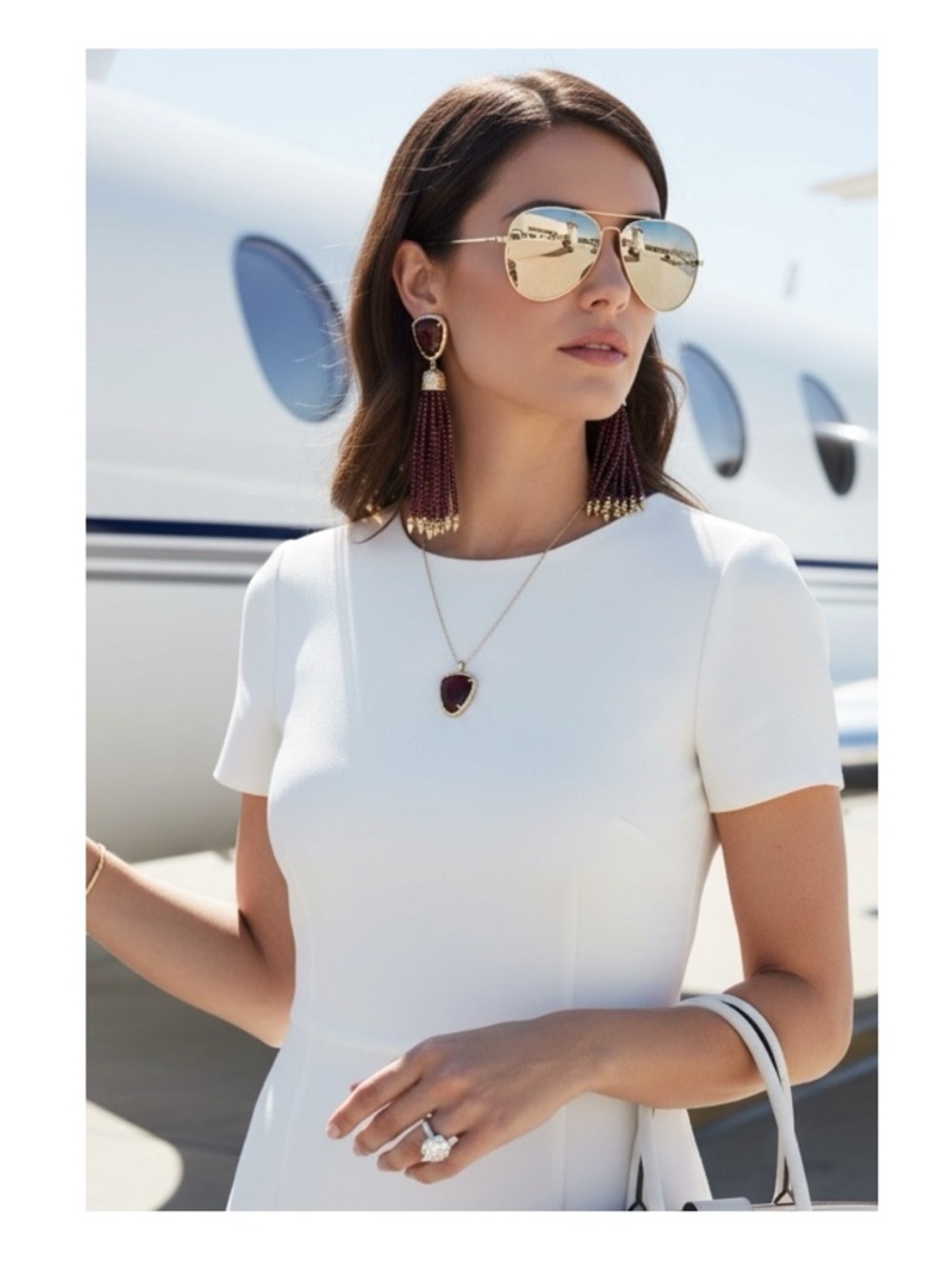 new Kendra Scott® ꧁ Blossom Crystal Beaded Fringe Earrings ꧂ Burgundy Tiger Eye